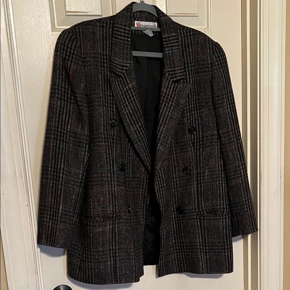 Vintage Peabody House Plaid Double-Breasted Women's Jacket wool blend